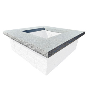 Imported Gray Granite Square Fire Pit Cap Set (4 Pieces)